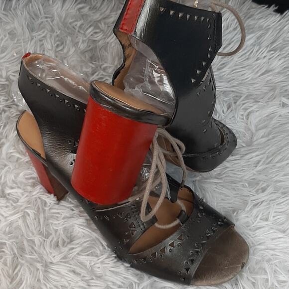 LUCKY BRAND TAFIA LACE UP LASER CUT-OUT STACKED HEELS CUSTOMIZED SIZE 8.5 - Picture 12 of 12